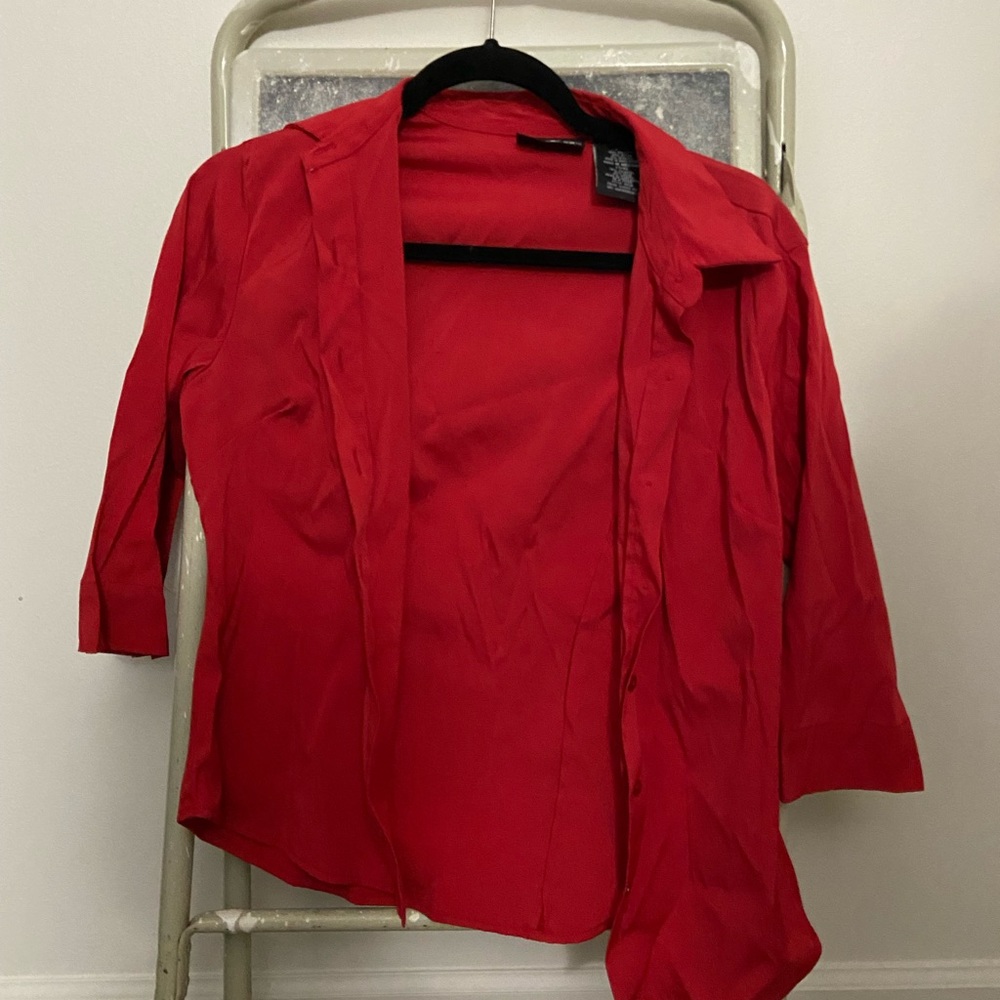 No Boundaries Red Button Down Top